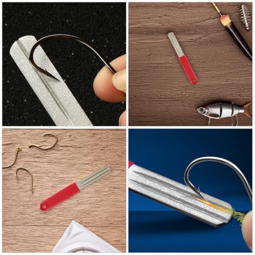 IMIKEYA Portable Fishhook File Dual-Sided Hook Sharpener Tool with Adamas Material for Fishing Hooks, User-Friendly Design for Outdoor Activities and Camping, for Anglers and Fishing