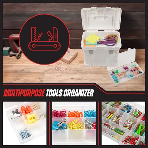 Stalwart Portable Tool Box Small Parts Organizer with Drawers, White - color: White
