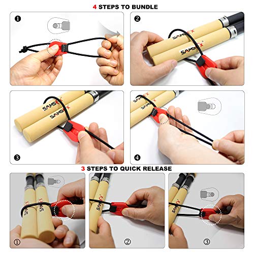 SAMSFX Fishing Rods Belt Stretchy Wrap Pole Straps Elastic Cable Ties for Casting, Spinning & Fly Rods - color: 4pcs, Red