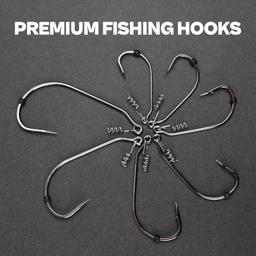 Weedless Swimbait Hooks with Screw Lock & Bait Stopper- 1/0 2/0 3/0 4/0 5/0 6/0 7/0 Sizes Worms Hooks for Bass Fishing - size: 6/0 - 30Pack