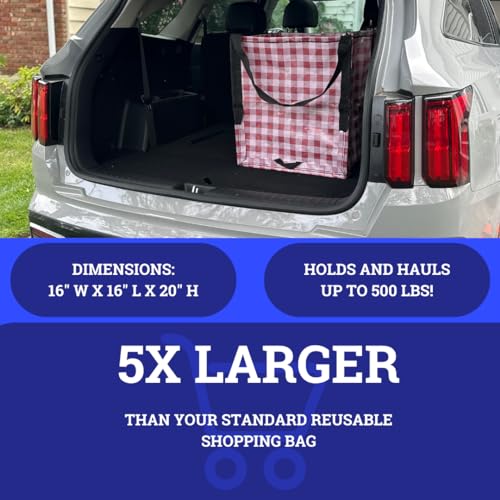 DURASACK Heavy Duty Storage Tote Bag 22-Gallon, Gingham Red, Pack of 4 | Rugged Woven Polypropylene Moving Bag, Reusable Self-Standing Design, Holds up to 500 Pounds - color: Gingham Red, size: Pack of 4