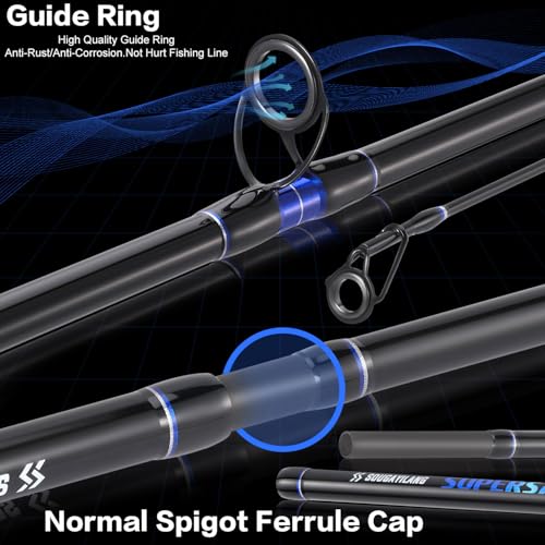Sougayilang Surf Fishing Rod and Reel Combo, 4 Piece MH/H Saltwater Fishing Combo with 5000 Size Spinning Reel(12'/15') - color: gray, size: 11ft-Spinning-4Pc-Heavy