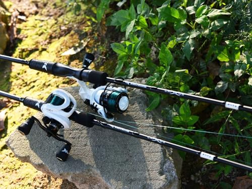 KastKing Crixus Fishing Rod and Reel Combo, High Performance Spinning & Baitcaster Combo, IM6 Graphite 2Pc Blanks, Zirconium Oxide Rings, SuperPolymer Handle, Lightweight Reel with Aluminum Spool - size: Cast-7'0" Med Heavy- Right Handed-2pcs