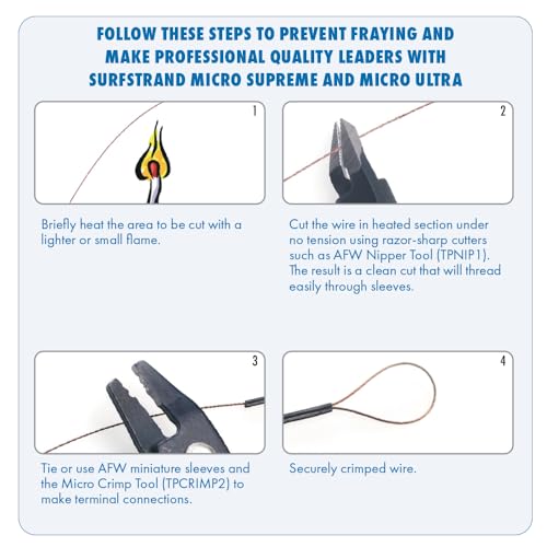 American Fishing Wire Surfstrand Bare 1x7 Stainless Steel Leader Wire - Fishing Leader Line for Saltwater, 20lb Test - 325lb Test in Bright, Camo in 30ft, 300ft, 600ft and 1,000ft Lengths - color: Bright, size: 30 lb / 1000 ft