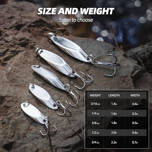 Jigging Spoon Fishing Lures, Slant Cut Metal Spoon with Glow, High Flash, Sharp Treble Hooks, Precision Wobble for Bass, Trout, Pike & Walleye - color: 6PCS, size: 1/2oz