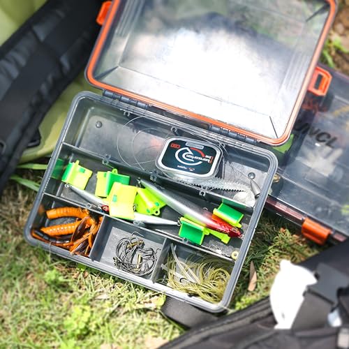 RUNCL Fishing Tackle Box, Waterproof Airtight Stowaway, 3600/3700 Tray Tackle Box with Adjustable Dividers, Plastic Storage Organizer(3700 and 2pcs smaller 3600) - color: 3700 and 2pcs smaller 3600