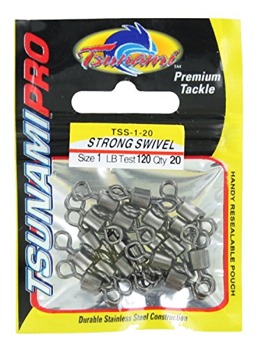 Tsunami Strong Swivel Pro Barrel Swivels Black Chrome [Size 10-1/0] - size: 1 (20pk, 120lb)