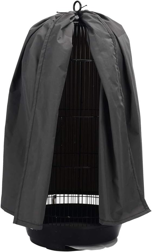 QBLEEV Classic Round Dome Top Bird Cage Cover Shield Birdcage Light Covers Skirt Accessories Screen for Parakeets Lovebirds Budgies Finches Canary Small Bird Cage Grey