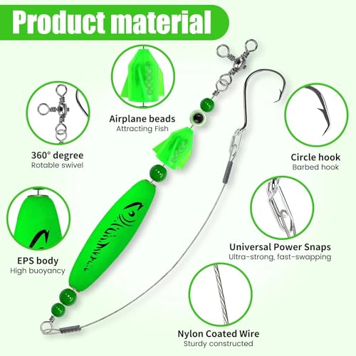 YOTO Santee Cooper Rig, Catfish Rig for Bank Fishing, Catfishing Tackle Rattler Floats, Chunky Rigs Catfish Equipment - style: Spiral Catfish Bells - 3pcs