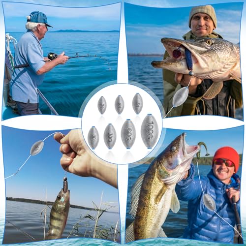 Egg Sinkers Fishing Weights, Bullet Fishing Weights | Lead Oval Shaped Fishing Weights Sinkers for Saltwater Freshwater Fishing 1/4oz to 3oz - size: 3/4oz-15pcs