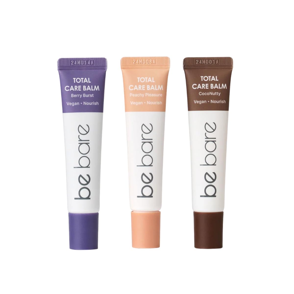 Total Care Balm Variety Pack - Berry Burst, Peachy Pleasure, CocoNutty Nourishing Multi-Balm with Vitamin E for Moisturizing Lips, Nails, Elbows and Dry Skin (3 pc)