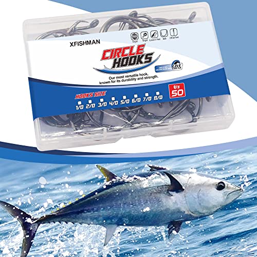 XFISHMAN Circle-Hooks-Fishing-Equipment-Octopus-Hooks-Saltwater-50 Pack #1 –12/0 - color: Black, size: 9/0 50-Pack