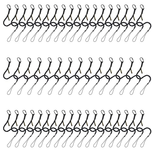 TRSMIMA Safety Tether Tool Lanyard - 50 Pack Fall Protection Lanyard Provide Good Flexibility Aluminum Screw Lock Carabiner Clip Adjustable Loop End - size: 50-pack