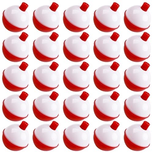 SILANON Fishing Bobbers Set Hard ABS Fishing Floats Bulk Snap on Round Bobbers for Fishing Push Button Fishing Bobbers Floats Assortment Red and White Buoy Floats 0.5-2.5inch - size: 1.75inch-10pcs