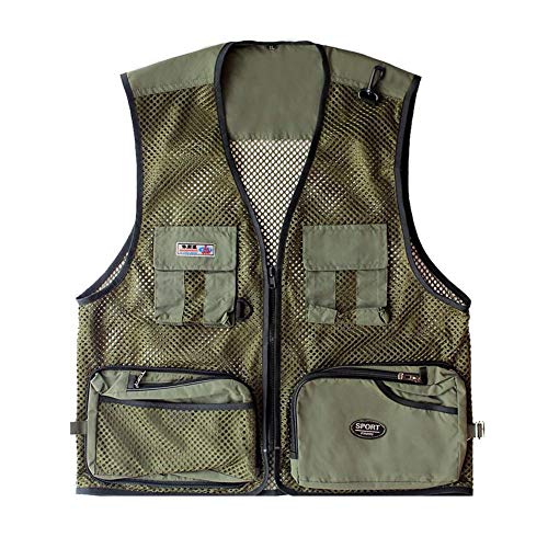 Foldable Outdoor Fishing Camping Travel Mesh Vest, Multi-Pockets Photography Lightweight Vests - color: Green, size: Large