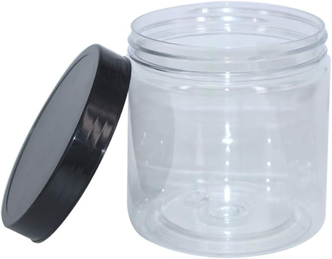 zmybcpack 12 Pack 16 oz Plastic Jars with Lids, Extra Labels, 1 Pen, Clear PET Seal Jar for Food Storage,Wide Opening Storage jar For Dry Food, Peanut, Powder, Kitchen & Craft Storage