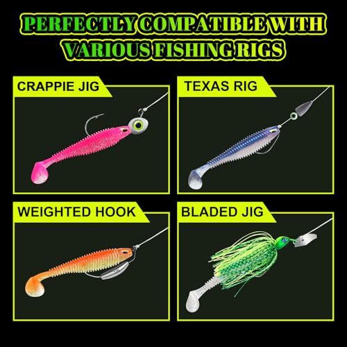 MAFIMOEA 40/30/25Pcs Paddle Tail Swim Baits Lures Fishing Soft Plastic Lure Kit for Bass Trout Walleye Crappie 6.5cm 7.5cm 10.5cm - color: Blue, size: 4.13IN/10.5CM - 20PCS