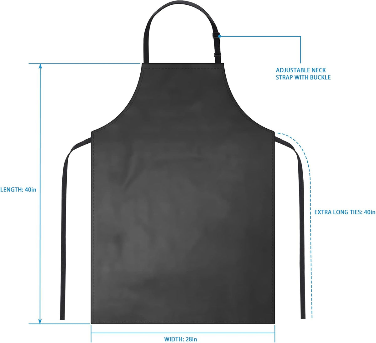 2 Pack Waterproof Rubber Vinyl Apron 40 Inch Chef Aprons for Men Heavy Duty Chemical Work Apron Extra Long Grilling Aprons with Adjustable Bib Apron for Dishwashing Lab Butcher Cooking Kitchen Black