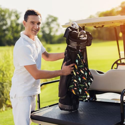 Fishing Lure Golf Towel 16" X 24" with Clip Golfer Bags Accessories Gifts - color: Fishing Lure