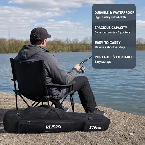 3 Layers Fishing Pole Bag, Fishing Rod Case, Portable Folding Fishing Rod Case Fishing Pole Reel Storage Bag Fishing Gears Organizer 130/150/170/190 - size: 130cm