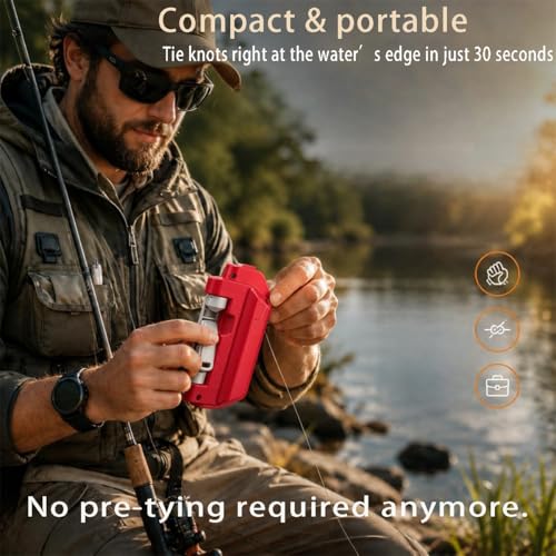 Electric Knot Assist -Automatic Electric Fishing Knot Assist Machine | Quickly ties GT & FG knots, portable line tying device, professional fishing gear for river, reservoir, lake and coastline - color: Red-1pcs