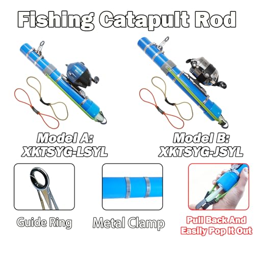 Upgraded Portable Fishing Catapult Rod with Reel, Durable & Lightweight Telescopic Lure & Bait Launcher for Saltwater & Freshwater, - size: XKTSYG-JSYL