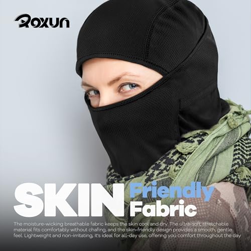 ROXUN Ski Mask Balaclava, Motorcycle Summer Cooling Breathable UV Protector - color: Ace - One Black