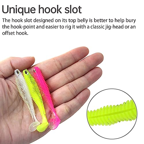 MAFIMOEA 40/30/25Pcs Paddle Tail Swim Baits Lures Fishing Soft Plastic Lure Kit for Bass Trout Walleye Crappie 6.5cm 7.5cm 10.5cm - color: Pink, size: 4.13IN/10.5CM - 20PCS