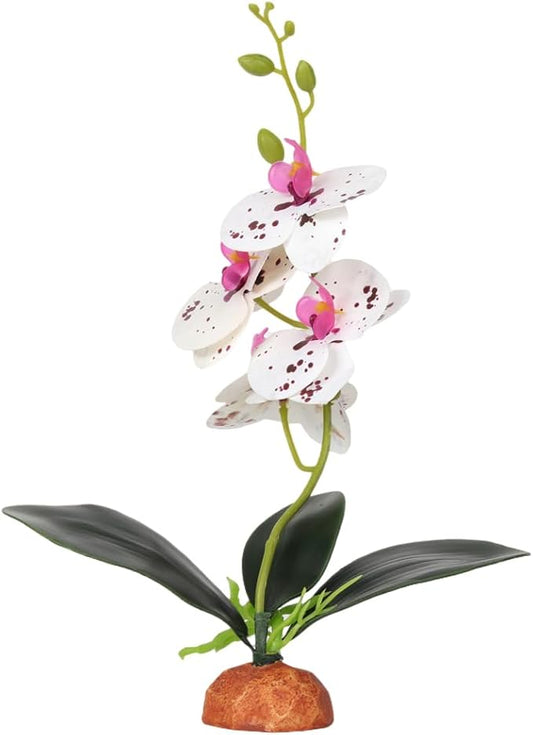Fake Orchids Artificial Flowers, Reptile Terrarium Decor Plants, Bearded Dragon Tank Accessories fit Crested Gecko Leopard Lizard Chameleon Ball Python Snake Frog - Spotted