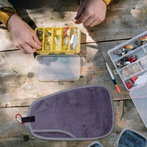 Luxshiny Fishing Towels with Clip, Super Absorbent Microfiber Rod Care and Hand Drying Towels, 2pcs for Outdoor Sports, Camping, Fitness, and Marine Use