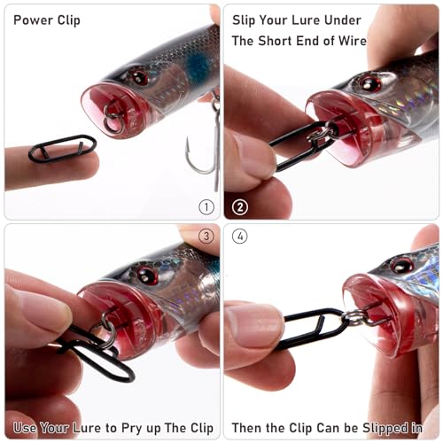 Dr.Fish Fishing Power Clips Stealth Stainless Steel Speed Lure Clips Quick Change Fishing Snap Connector Saltwater Freshwater Terminal Tackle - size: XL-175LB-1.2"