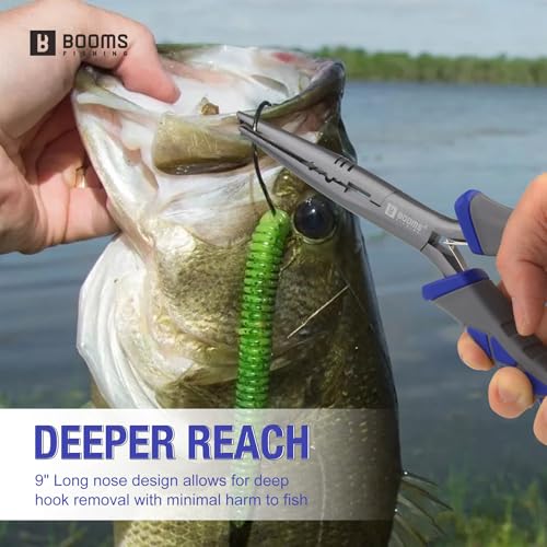Booms Fishing Gear and Equiment: 9pcs Fishing Tool kit - 7" Fillet Knife, 9" Needle Nose Pliers, Digital Fish Scale with Gripper, Dehooker, Scissors, Towel, Retractor and 2 lanyard for Saltwater, XT05