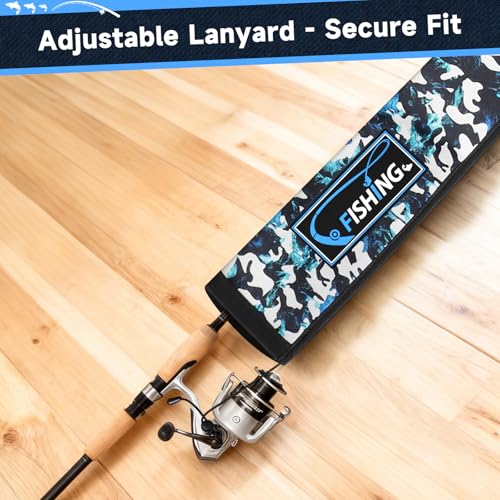 Neoprene Fishing Rod Sleeves for Casting, Spinning, Trolling Pole - Protective Cover Rod Sock with Hanging Loop & Lanyard- Floating, Puncture Resistant, Lightproof - size: 65", style: 10 Pcs
