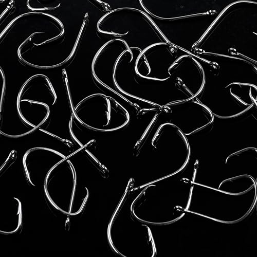 Circle Hooks Saltwater,100pcs Catfish Hooks Offset Circle Octopus Fishing Hooks High Carbon Steel 2X Strong Barbed Fishhooks for Bass Trout Freshwater Saltwater - size: 100pcs-2/0