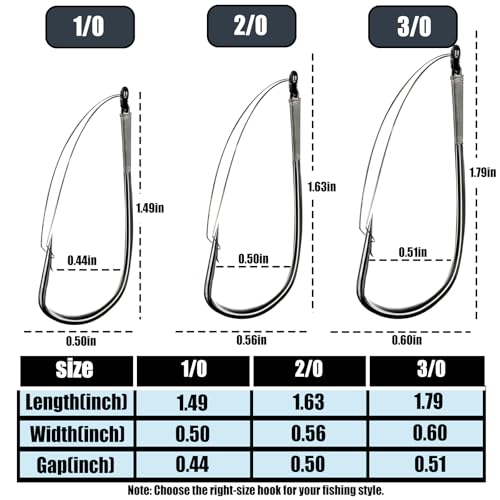 9KM DWLIFE Weedless Wacky Rig Hooks 30PCS Bass Hooks Super Strong Wacky Worm with Wire Guard for Neko Rig - size: 1/0#