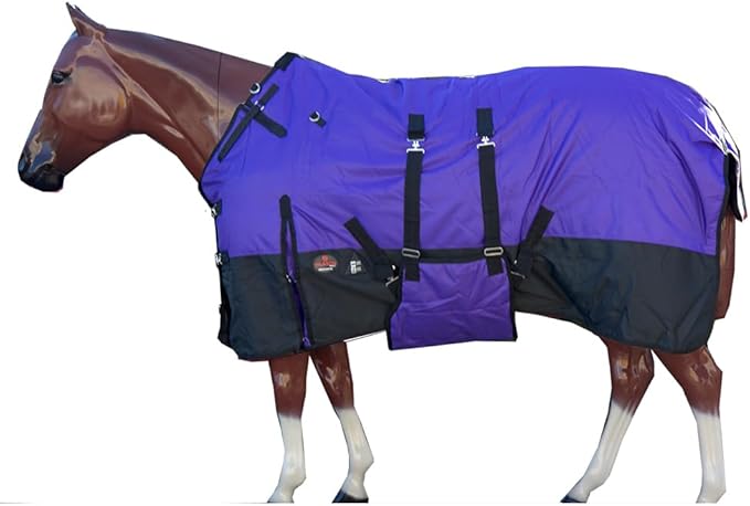 HILASON 1200D Winter Waterproof Poly Horse Turnout Blanket Belly Wrap Purple | 84 in
