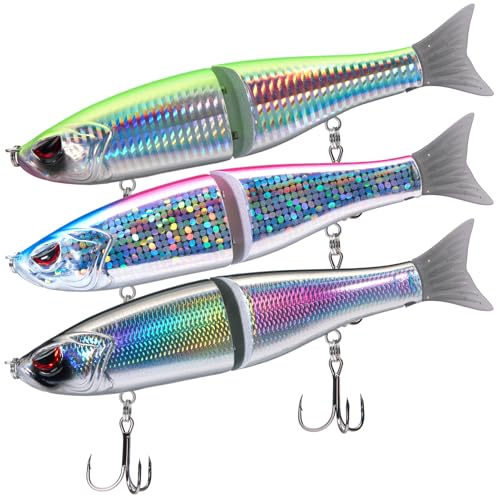 Bassdash SwimShad Glide Baits Jointed Swimbait Bass Pike Salmon Trout Muskie Fishing Lure,3-Pack - color: Green/Silver +Pink/Silver +Black/Silver, size: 4.5in/0.65oz