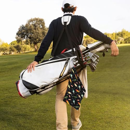 Fishing Lure Golf Towel 16" X 24" with Clip Golfer Bags Accessories Gifts - color: Fishing Lure