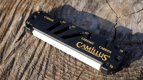CAMILLUS GLIDE Compact Durable Easy-to-Use V-Notch Ceramic Carbide Multi-Angle Multitool Sharpener for Knives, Axes, Shears & Hooks