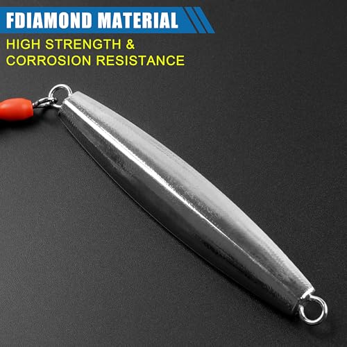Diamond Jig Saltwater Fishing Lures Casting Jigging Spoon with Tube Tail Stainless Steel Hooks Trolling Lures Striped Bass Metal Jig for Deep Sea Surf Fishing Bottom Dragging Sinking - color: Red, size: 6 oz