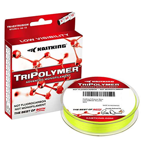 KastKing TriPolymer Advanced Monofilament Fishing Line, Low Light Refraction, Super Smooth, Highly Abrasion Resistant, Triple Cross Head Extrusion Process Fishing Line - color: SUNRISE YELLOW, size: 8LB-300Yds