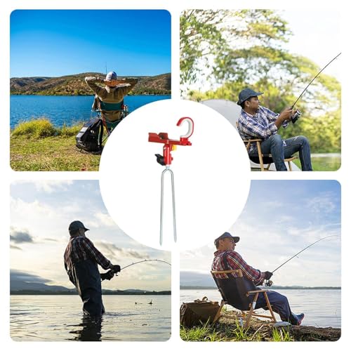 Fishing Rod Holder Angling Pole Mount Rack with Ground Spikes | Surf Fishing Rod Holder for Boat Shore Kayak Pontoon Dock Surf Beach - color: Red