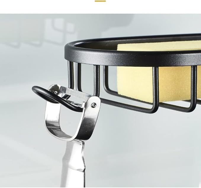 Kitchen Faucet Sponge Holder Sink Caddy Organizer Over Faucet Hanging Faucet Drain Rack for Sink Organizer (Black-Larger)