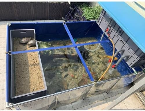 Flexible PVC Canvas Fish Breeding Tank with Steel Frame, Easy Assembly Aquatic Pets Pool, Backyard Pond with Clear Viewing Window - 50x40x30cm