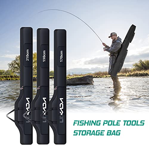 Lixada Fishing Rod Case, Portable Folding Fishing Rod Case Fishing Pole Reel Storage Bag Fishing Gears Organizer - size: 190cm
