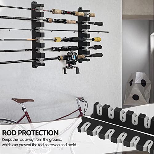 THKFISH Fishing Rod Rack Holders Wall Mount Vertical/Horizontal for Garage