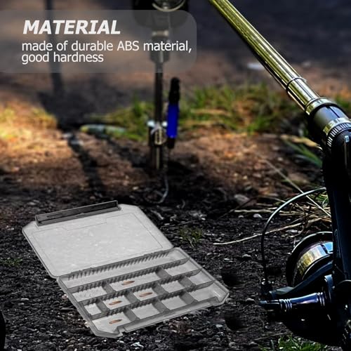 CHILDWEET Compact Multi-Grid Fishing Tackle Box Gray Portable Fishing Tool Organizer with Bait Storage and Kayak Use