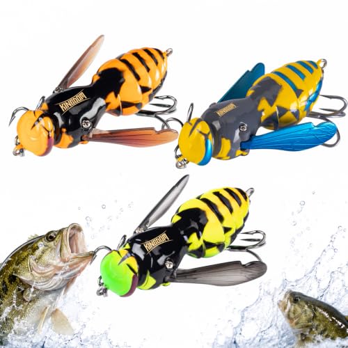 Kingdom Wasp Crawl Bait Insect Bionic Floating Fishing Lures Swimbaits Hard Artificial Baits Lure Freshwater and Saltwater Bass Carp Pike Walleye Fishing ABS Material Carbon Steel Three Book Hook - color: Set1, size: 4.2g