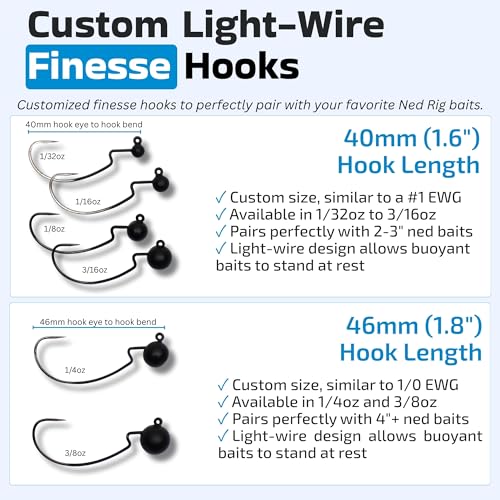 Harmony Fishing - Tungsten Offset Weedless Ned Rig Jigheads (5 Pack) - size: 1/32oz (5 Pack)