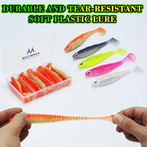 MAFIMOEA 40/30/25Pcs Paddle Tail Swim Baits Lures Fishing Soft Plastic Lure Kit for Bass Trout Walleye Crappie 6.5cm 7.5cm 10.5cm - color: Blue, size: 3.15IN/8CM - 30PCS
